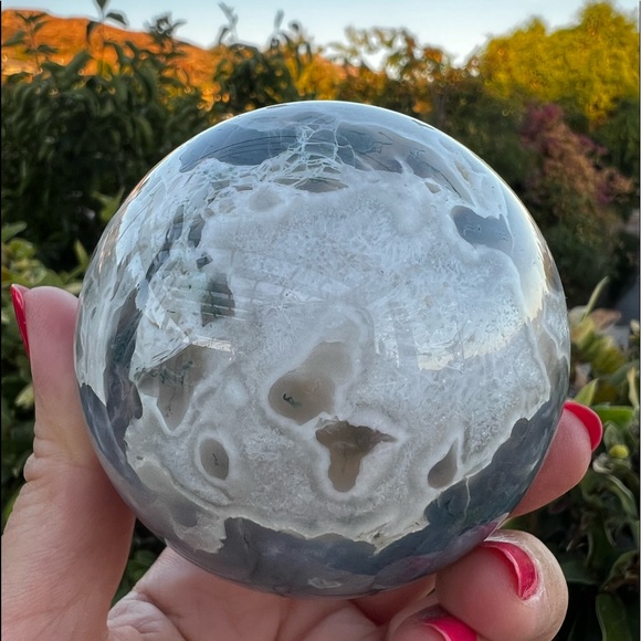Quartzy Colorful Moss Agate Sphere - Picture 6 of 9